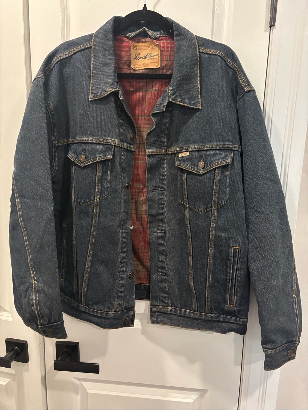 Levi's Blue Denim Jacket with Red Plaid Lining